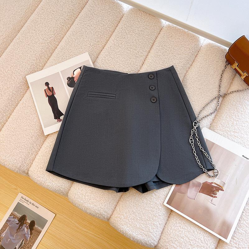 

2025 Petite Gray College-Style Bodycon A-Line Midi Skirt for Women XL серый