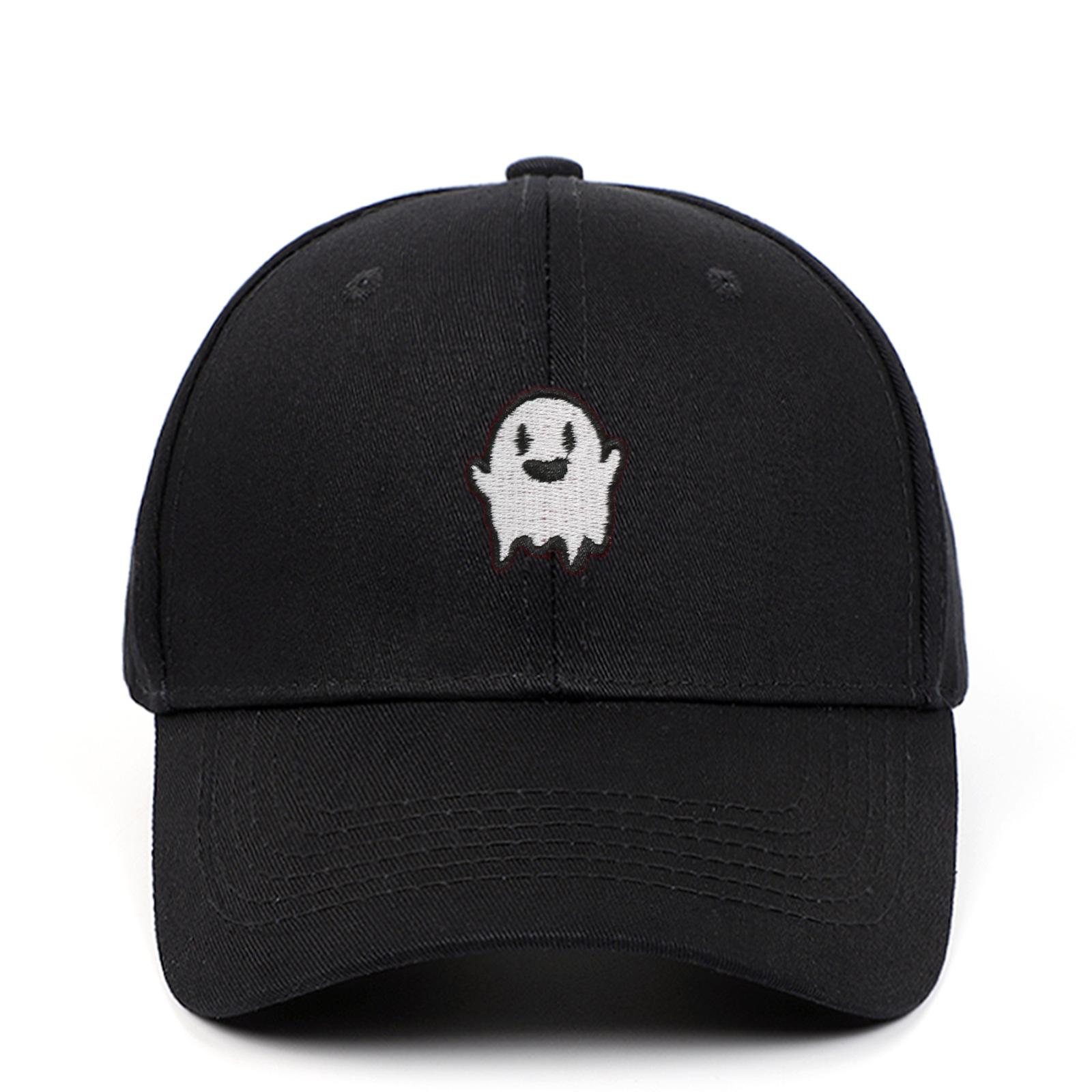 Custom Ghost Embroidery Baseball Cap with Large Brim Adjustable чёрный
