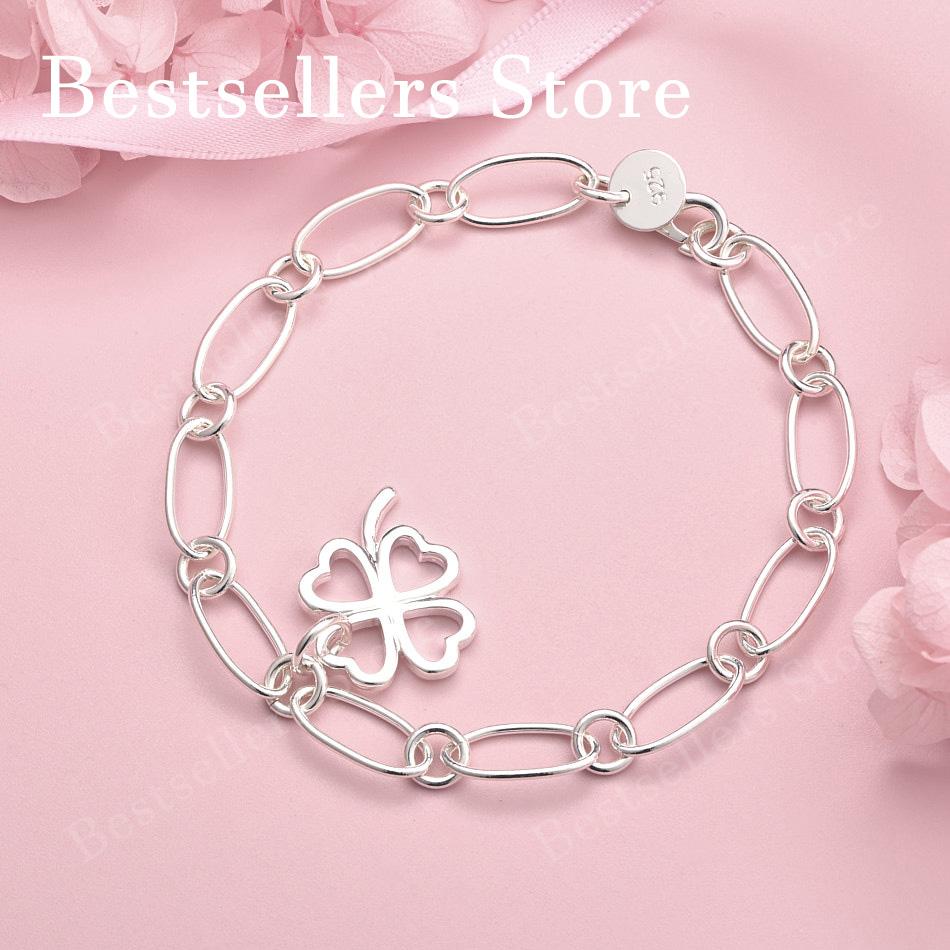 925 Sterling Silver 8-inch Exquisite Clover Bracelet for Women's Parties, Fashionable Weddings, Jewelry Accessories
