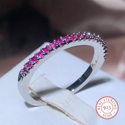 Mode Schmal Damenring Voll von Kleinen Diamanten Rosa AAA Zirkonia Stein Hochzeit Verlobung Trendiger Schmuck Zubehör