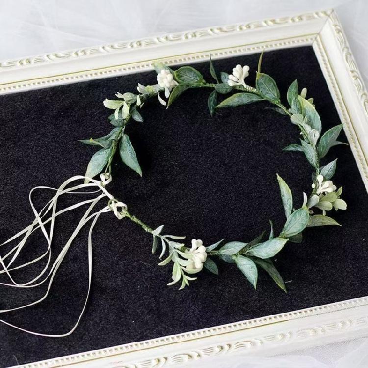 Kvinnlig Blomsterkrans Blommig Huvudbonad Festival Bröllop Hårkrans Fest Bladblomma Krans Blommig Armband