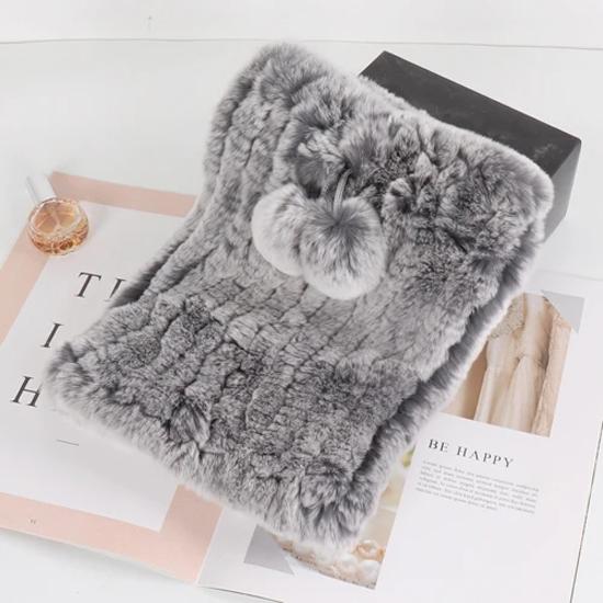 New lady real rex rabbit fur hat Natural warm rex rabbit fur hat scarf Women hand knitted soft real rabbit fur caps scarves