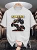 Unisex Crew Neck Tee Ride Free Highway Motorcycle Car Retro Print Soft Cotton Loose Short Sleeve Summer Casual Male Streetwear Tops