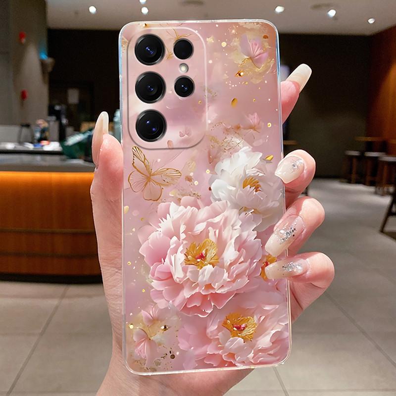 Bag Clear Case For New Hot Samsung Galaxy S26 Ultra S26 edge S 26 Plus Cover Luxury Pretty Butterfly Flower Soft TPU Phone Cases