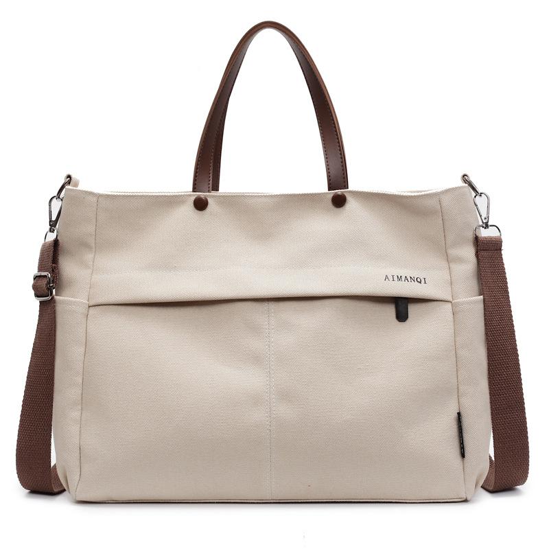 New Canvas Shoulder Bag Simple Fashion Tote Bag Women Oblique Span Large Capacity Portable Popular Shoulder Bag