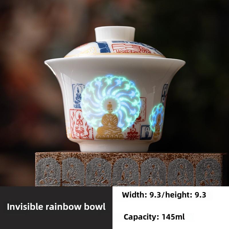 

Dunhuang Ceramic Teacups Buddha Wenchuang Luminous Cover Bowl Simple Household Creative Exquisite Tea Bowl Retro Kung Fu Teaware