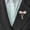 New temperament pearl bow brooch alloy diamond-encrusted brooch anti-light multi-functional large pin