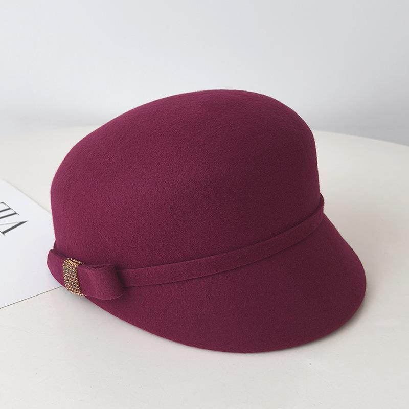 Autumn and winter bow British equestrian hat women's retro wool woolen face small cap fashion felt hat knight hat
