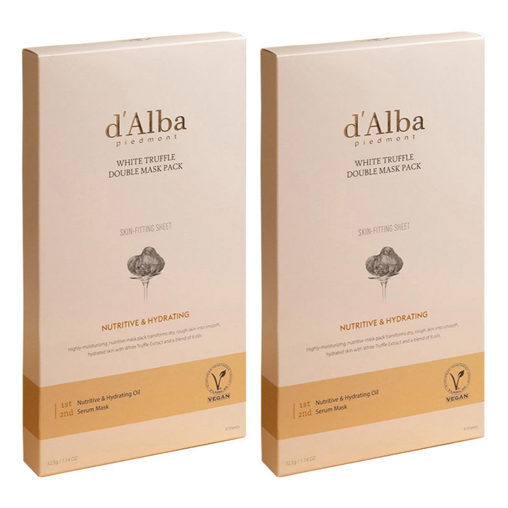 d'Alba White Truffle Double Mask Pack (Nutritive & Hydrating), 4 Sheets