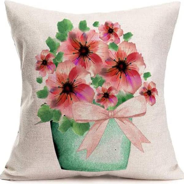 Plant and Flower Hydrangea Printed Linen Pillowcase Home Sofa Living Room Bedroom Pillowcase