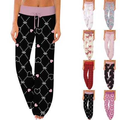 Pantalones de pijama para mujer, ropa de dormir, pantalones casuales con cordón y cintura elástica, pantalones holgados y rectos cómodos para yoga