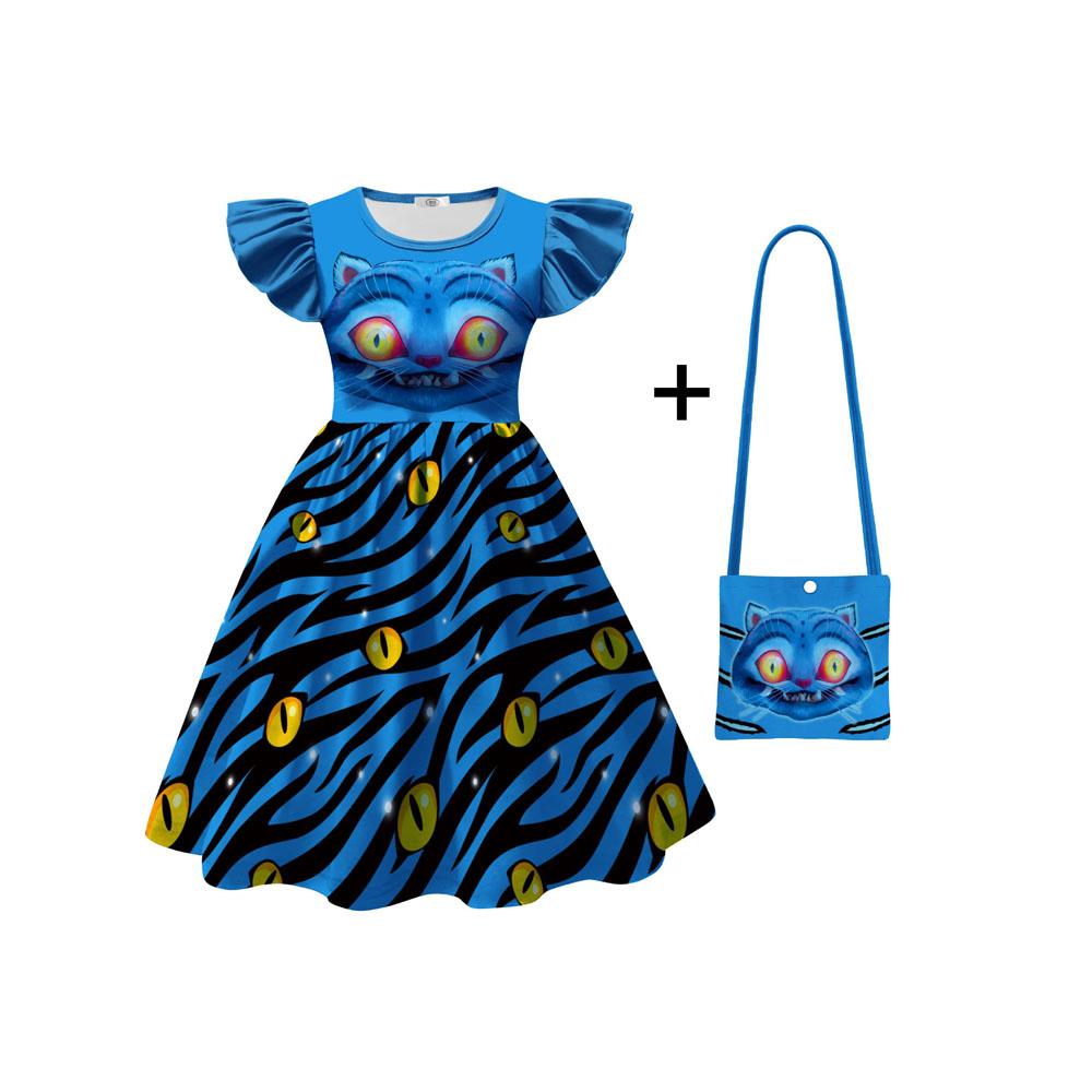 2026 New K-POP:Demon HuntersTiger Printed Girl Flying Sleeve Milk Silk Dress Festival Party Cosplay Costume