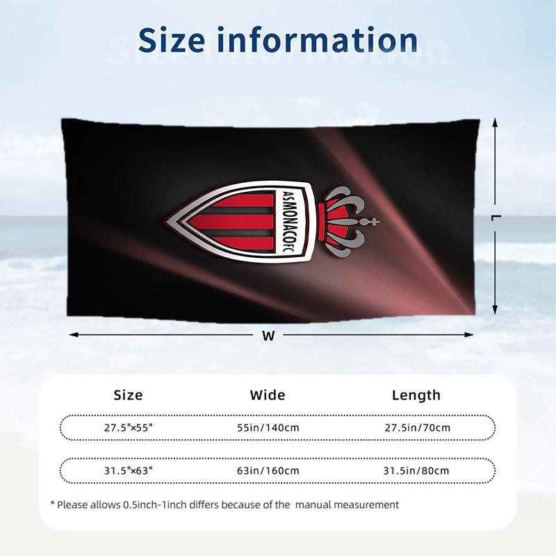 Asciugamano da Spiaggia Monaco FC Stampa Asciugatura Rapida Microfibra Assorbente Portatile da Viaggio Asciugamano da Nuoto