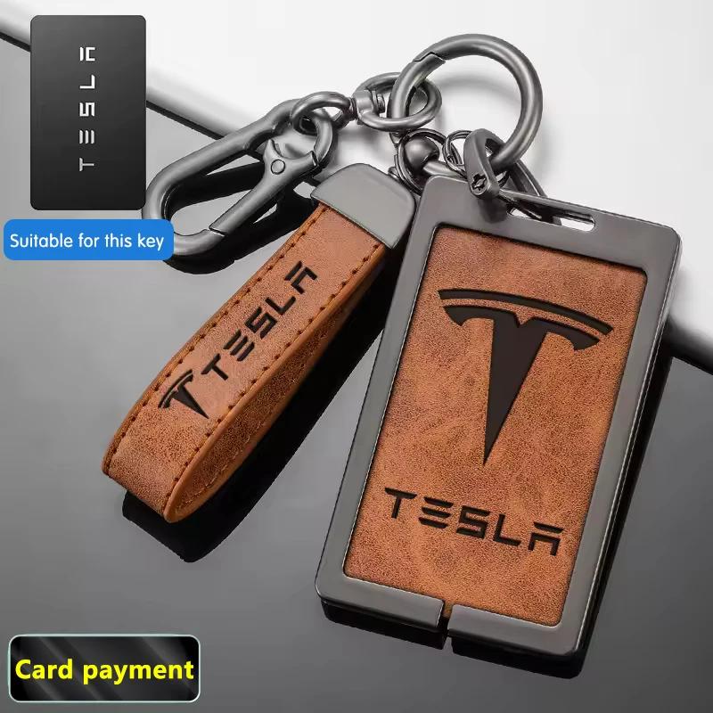 

Car Sticker 2025 New Tesla Zinc Alloy Car Smart NFC Card Key Case Cover Protector Holder Shell For Tesla Model 3 S X Y Auto Acce коричневий