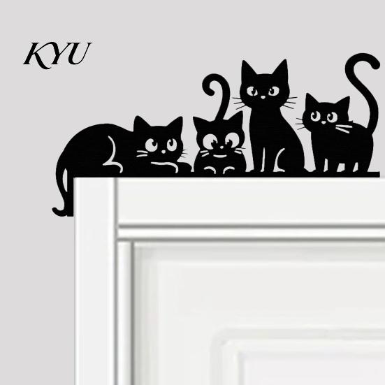 Minimalist Metal Wall Decor Cat Door Topper, Cute Cats Frame Decor, Black Art, Modern Abstract Silhouette Art Home Decoration for Living Room Bedroom