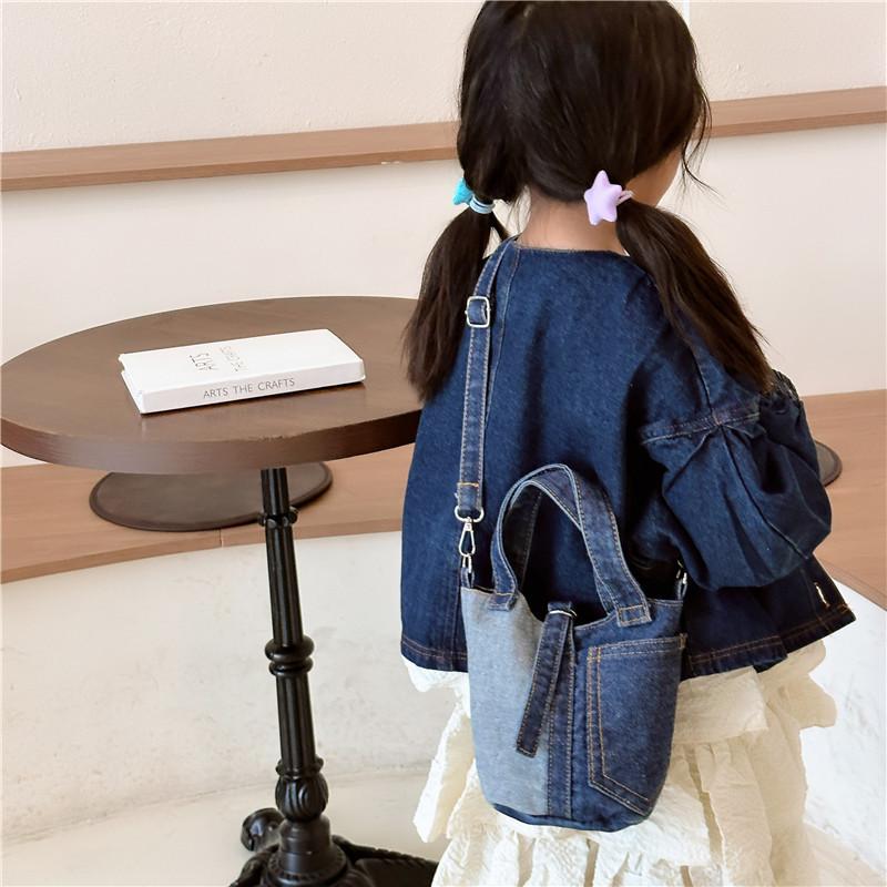 Denim Casual Bucket Bag With Breathable Fabric For Unisex Daily Use