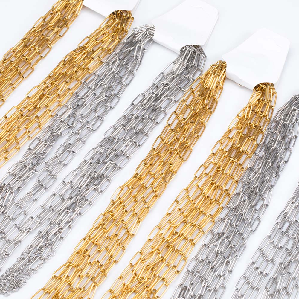 10pcs 5pcs 1pcs Stainless Steel Chain Hollow Frame Link Necklace Chains 5cm Extension Chain Lobster Clasp for DIY Jewelry Making