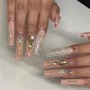 Gold Leaf Yellow Rhinestone Nail Art Stickers and Tips
