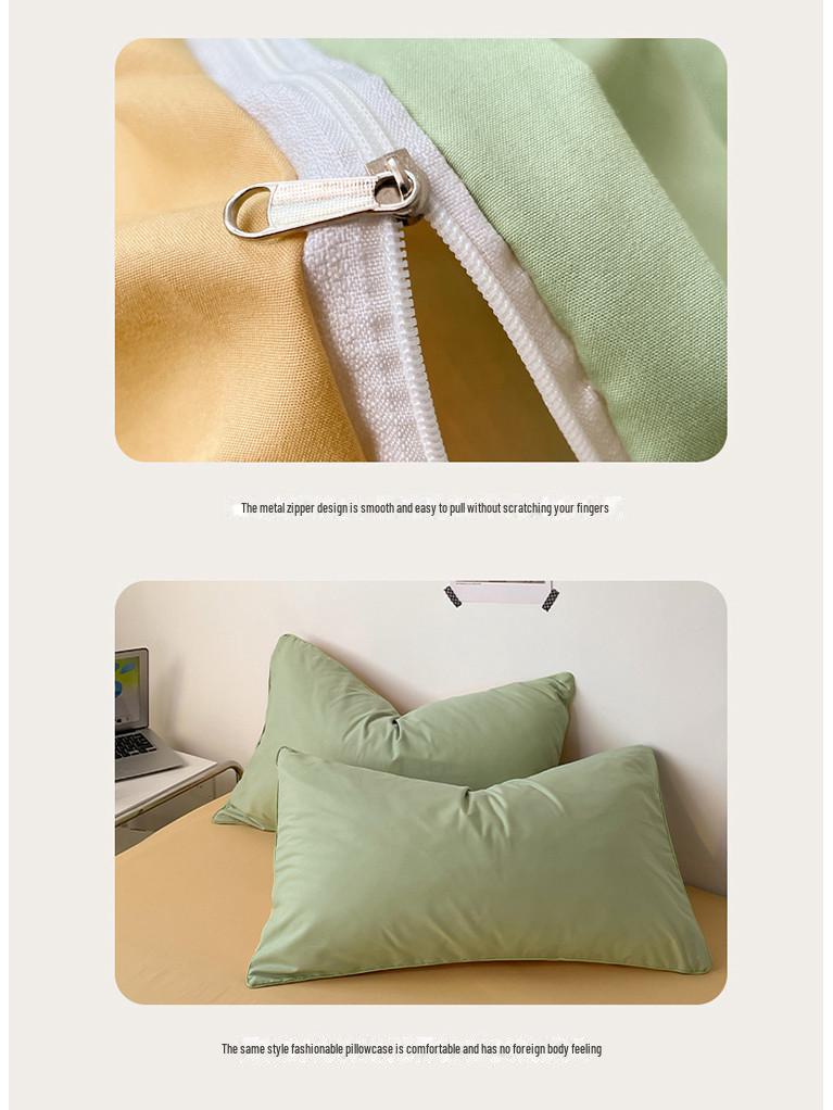 Japanese Solid Color Bed Set - Skin-Friendly, Breathable Sheets and Quilt Cover for Dormitories