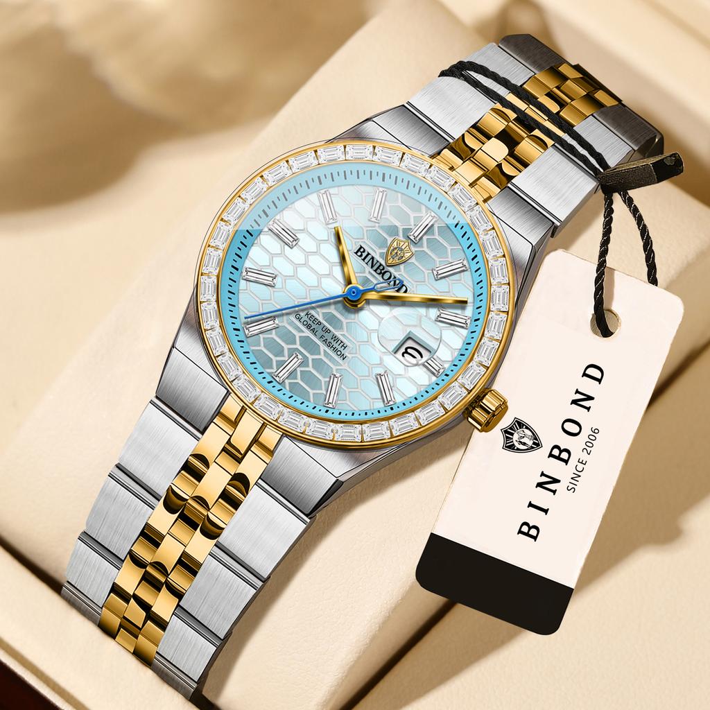 Ladies Casual Quartz Wristwatch Accurate Luxury Waterproof Steel Strap Auto Date Fashion Watch for Women