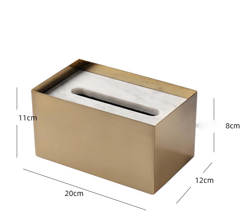 Brass Marble Metal Tissue Box For Hotel Coffee Shop Homestay Decoration Container Accessories Simple Paper Storage Box ZH267