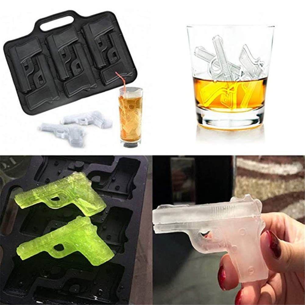 Ice Cube Molds Handgun Silicone Moulds Ice Ball Mold for Whiskey Cocktails Fondant Chocolate Handmade