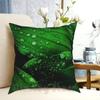 Green Leaves Pillow Case Printed Home Soft Throw Pillow Green Green Leaves Leaves Leaf Rain Raindrop Rain Drops In