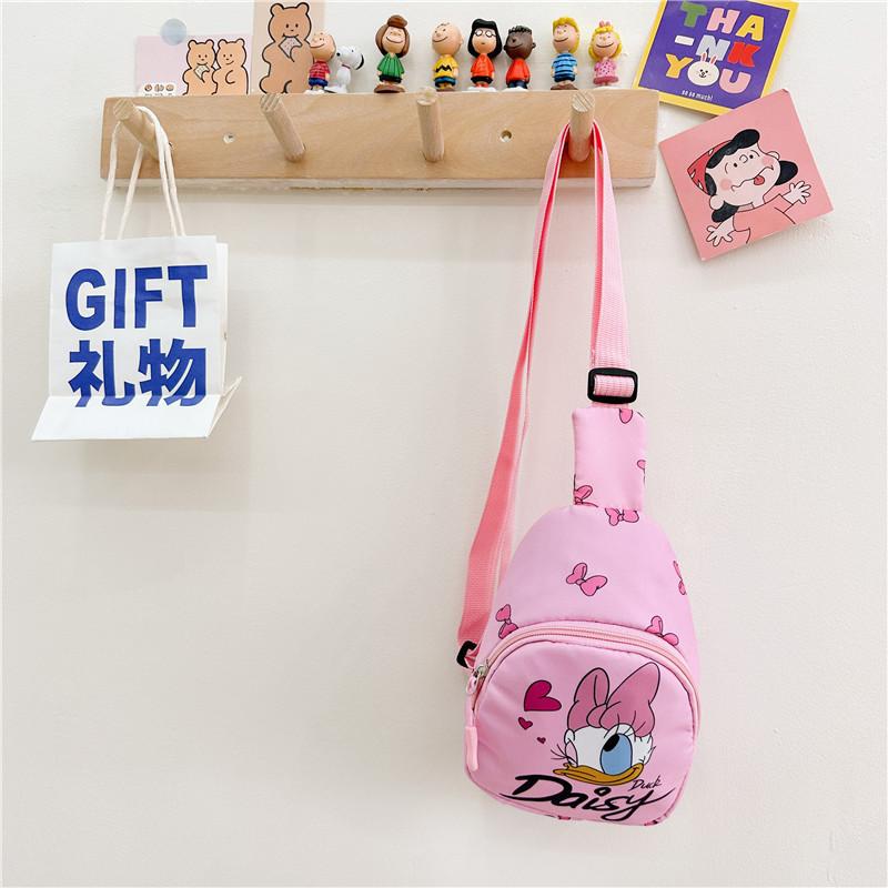 Adorable Cartoon Kids Nylon Chest Bag For Boys And Girls With Large Capacity Pink