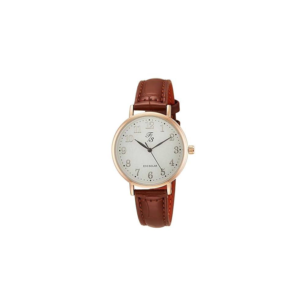 Alias F3 Solar Analog Waterproof Women s Watch Brown Leather Strap FP012BR2S