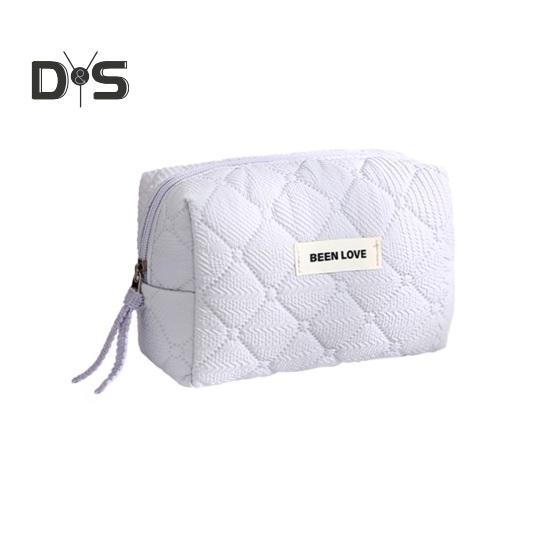 

Стеганая косметичка, однотонная косметичка с металлической молнией, женская портативная сумка для туалетных принадлежностей для путешествий и домашнего хранения фиолетовый