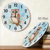 Watercolor Owl Daisy Wall Clock for Living Room or Entryway Decor