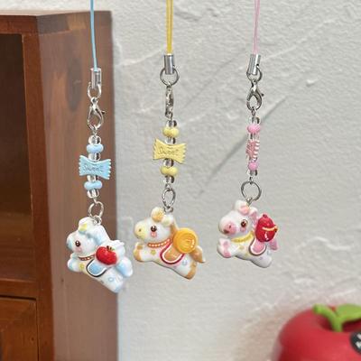 1/5 Pezzi Portachiavi Pony Cartone Animato Carino Creativo Cavallo Perline Cinturino Cellulare Ciondolo Zaino Decorazioni da Appendere Accessori Regalo