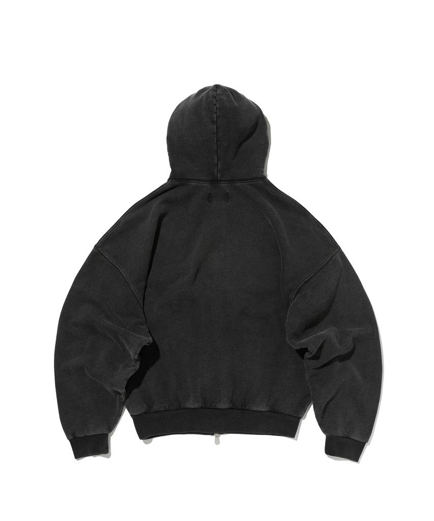 Wildleder Cropped Gewaschen Kapuze Reißverschluss [Wasch Schwarz]