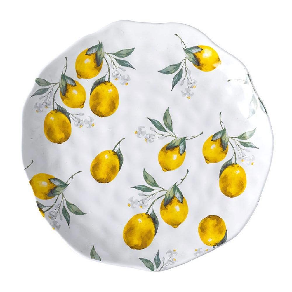 

Lemon Pattern Ceramic Dinner Plate Stackable Steak Food Plate Main Dish Salad Platter Western Food S