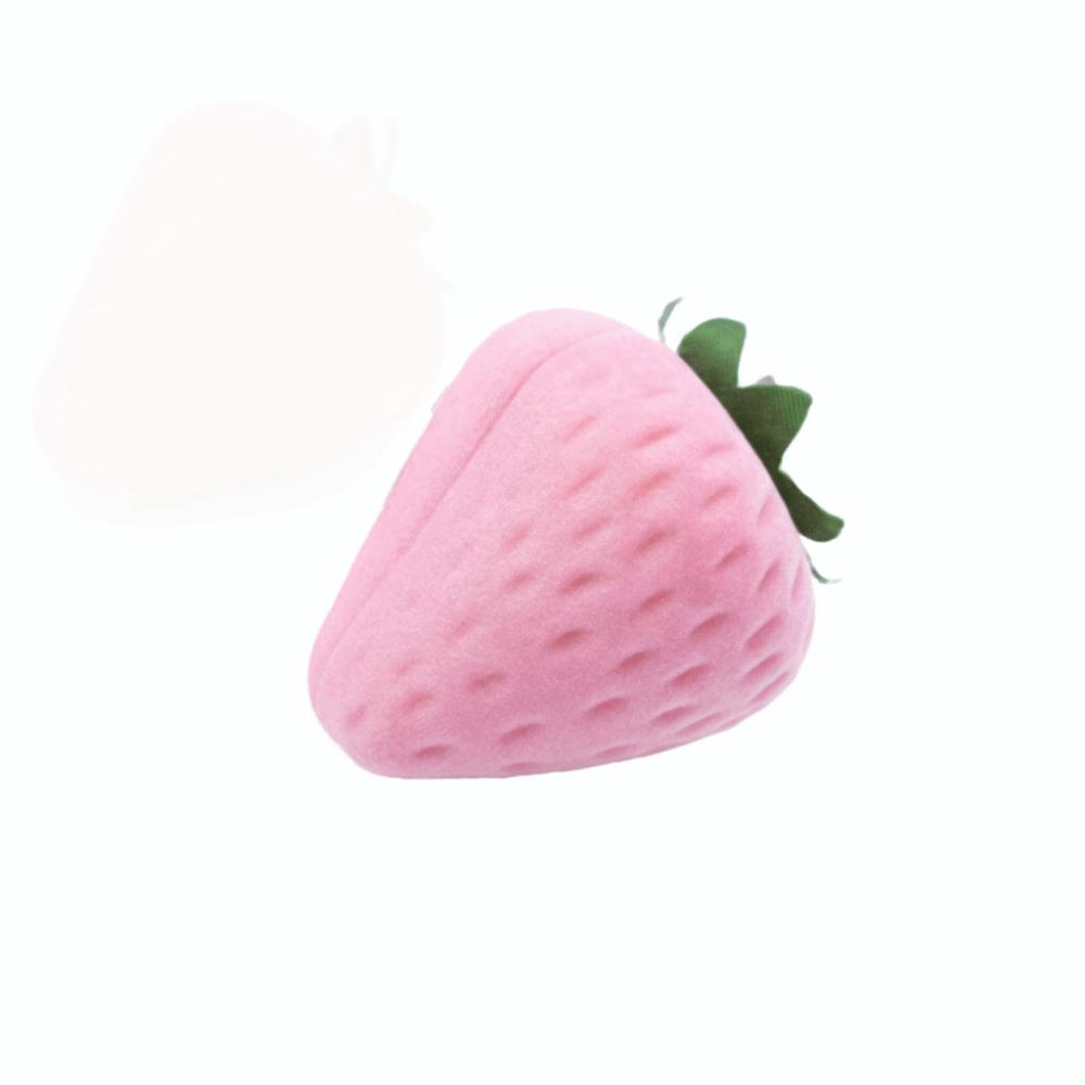 

New Flocking Plastic Strawberry Ring Box Red Pink Romantic Organizer Ring Holder Gift Boxes Engagement Ring Case Ring&Earrings