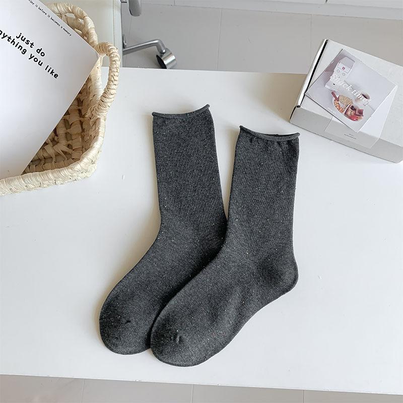 1pair Solid Color Women Socks Simple Black White Gray Long Socks Women JK Japanese Style School Girls Middle Tube Socks