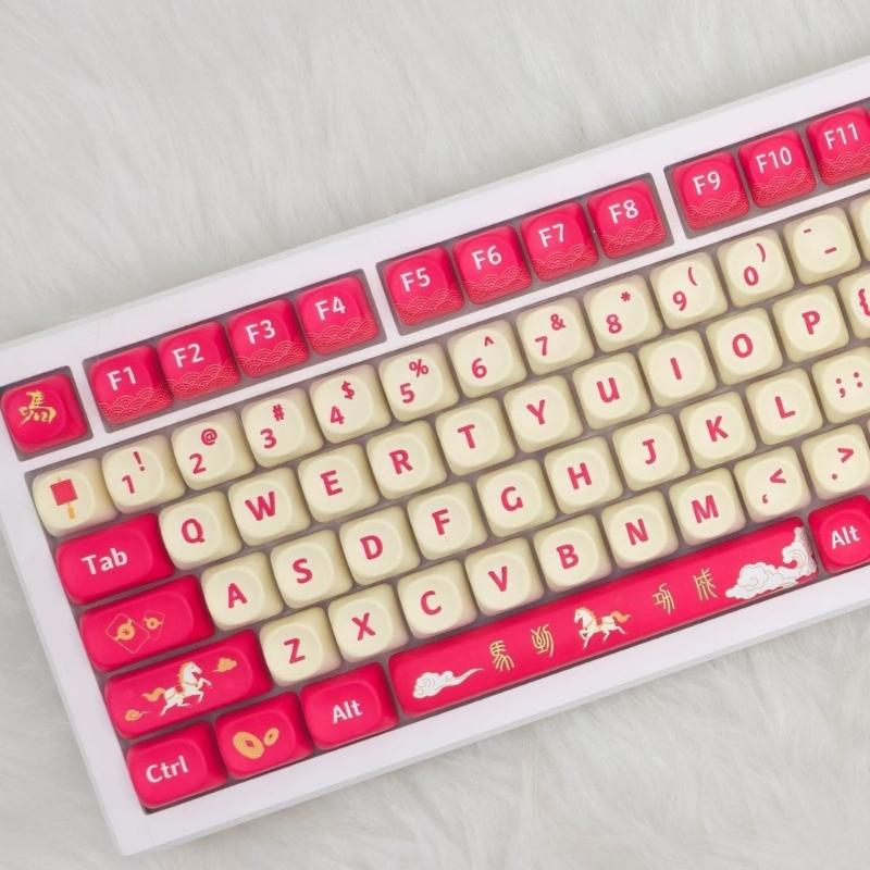 Good luck in the Year of the Horses Keycaps PBT Dye Sublimations MOA Profile Keycap for 61/64/75/87/98/104 Mechanical Keyboards