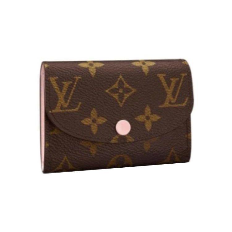 Louis Vuitton Rosalie Coin Purse Brown Monogram Canvas/Rose Ballerine Pink Women Wallets M62361