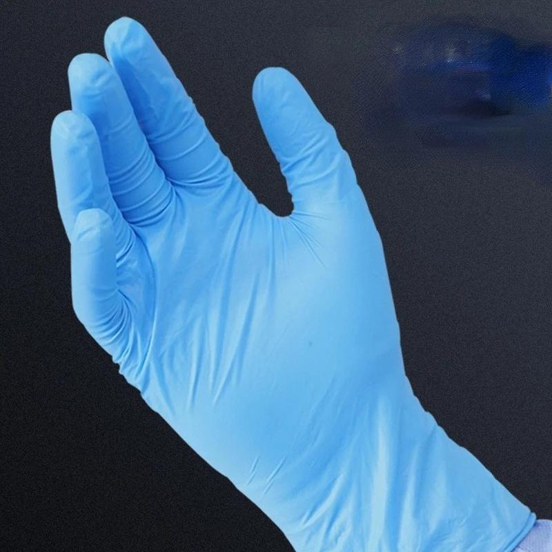 Rosa Handschuhe für Lebensmittel, hohe Einweghandschuhe aus Nitrilkautschuk, universell einsetzbar, für Küche, Haushalt, Reinigung, Gartenarbeit, violett/schwarz, 100 Stück