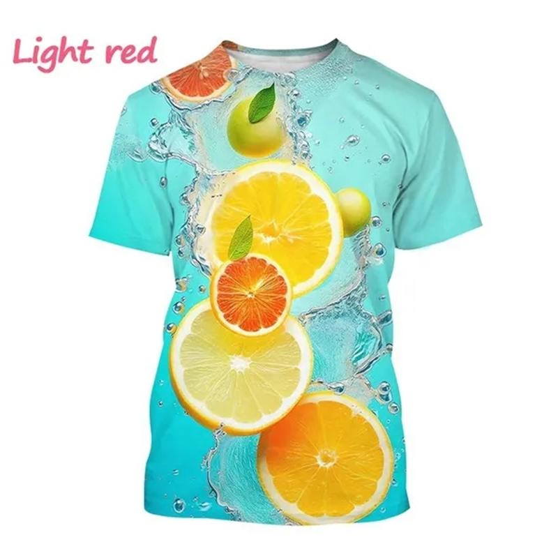 Nové 3D tištěné tričko s citronem Ovocný citron Umění Malované O-výstřih Krátký rukáv Zábavný ovocný potisk Pánské ležérní topy