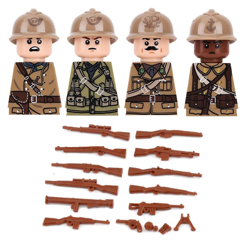Military Soldier Figure Building Blocks British US French Army Weapons 101 Airborne Division Officer Infantry M1 Toys Gifts D126