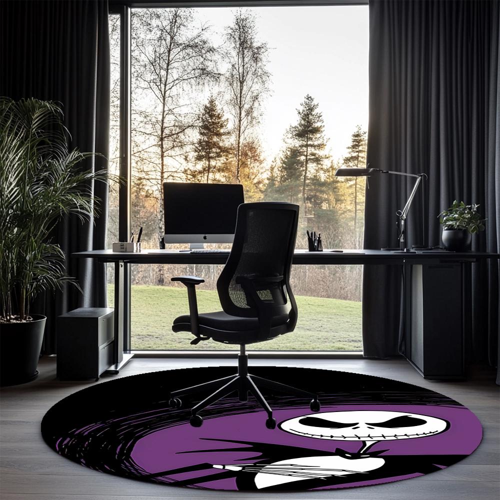The Nightmare Before Christmas Printed Round Rug Carpet Chair Rug Area Rug Entryway Doormats,for Office Chair Living Room Bedroom Kitchen Room.