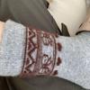 Retro Style Wool Socks with Plush Ribbon Bow - Mid-Calf, Color Block, Feather Yarn - Cozy Autumn Winter Warmth for Home & Casual Wear