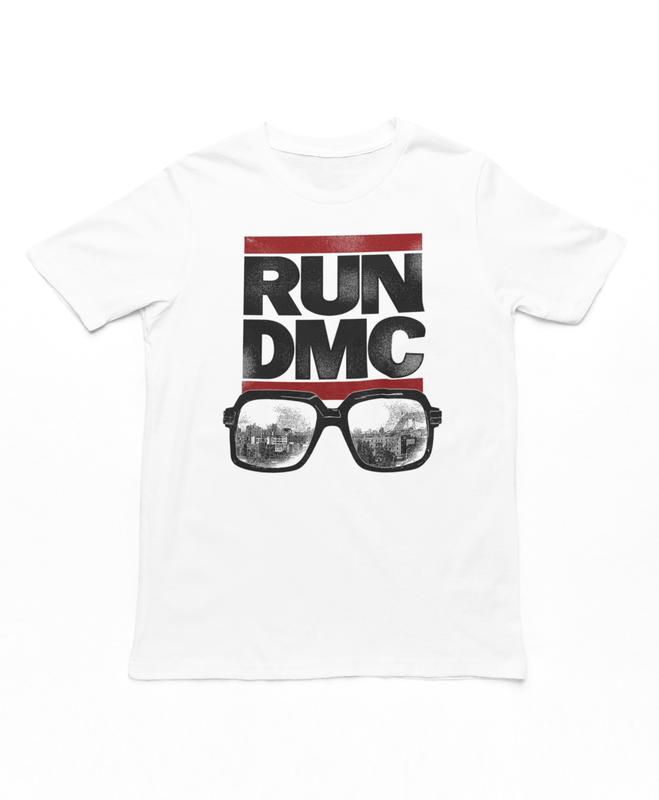 

Run DMC Glasses Unisex T-shirt Music Classic Hip Hop Rap Group Band Tee New White L