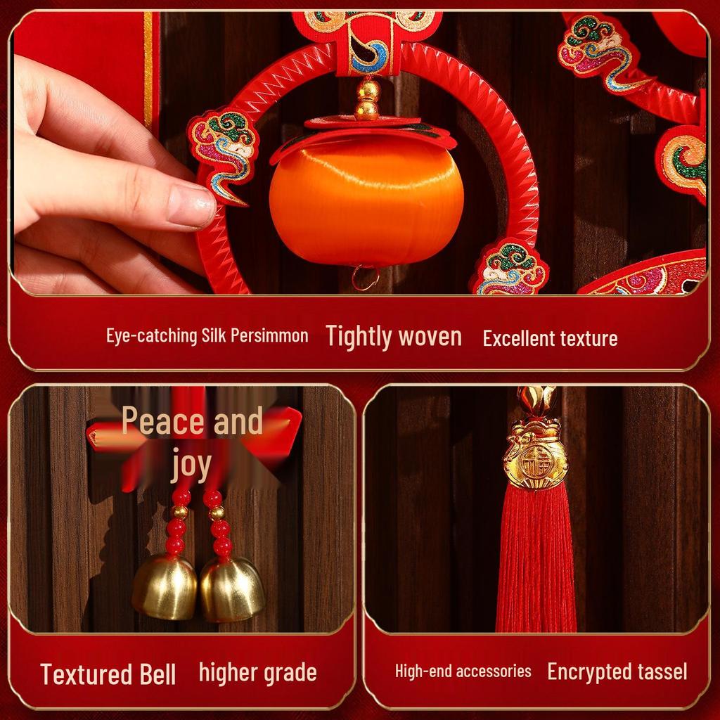 2026 Year of the Horse Persimmon Hanging Decoration for Chinese New Year - Living Room Ornaments, Spring Festival Door Bells & Small Pendants.