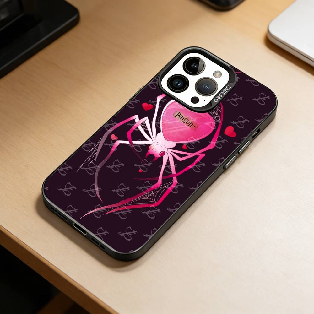 

D-Hazbin Hotel Phone Case For iPhone 17,16,15,14,13,12,11 Plus,Pro Max,XS,Colored Silver Plated Inside Cover iPhone16e