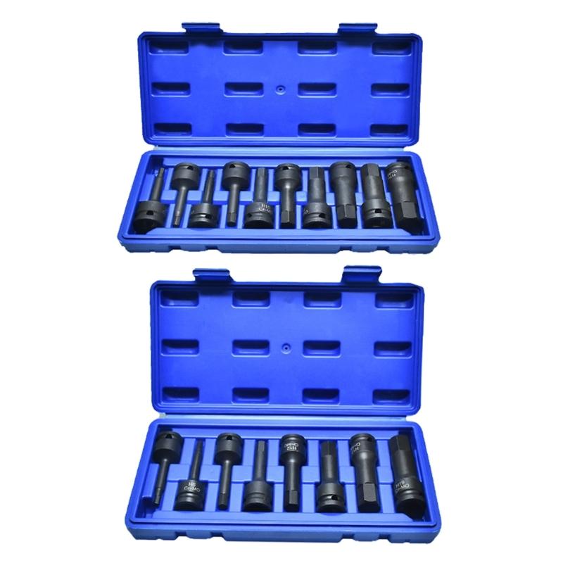 Pneumatics Hexagonal Bit Socket Alloy Steel Wrenches, Long Alloy Steel Impact Wrenches for Professional Mechanics
