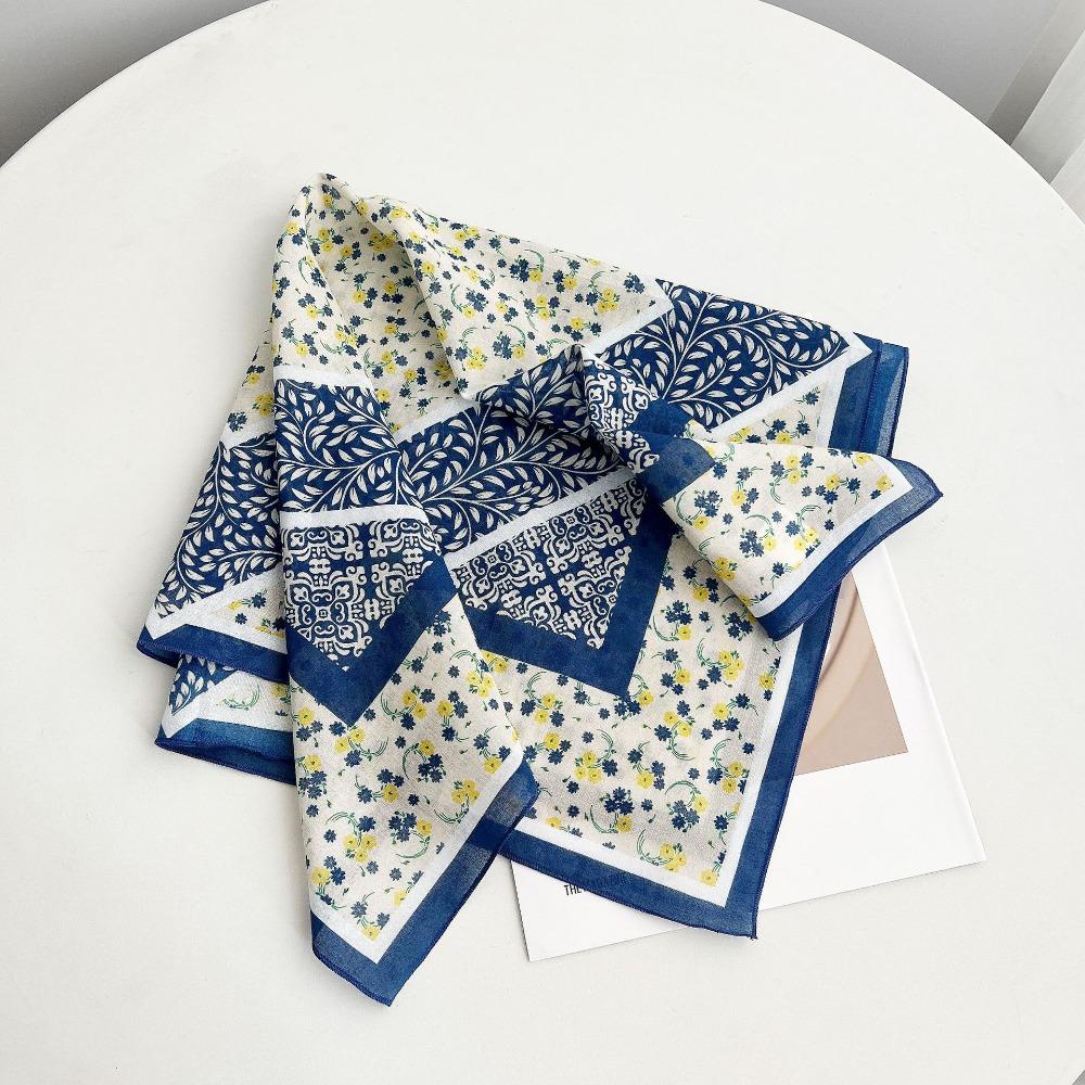 Breathable Cotton Square Scarf Korean Small Scarves Elegant Square Handkerchief  Beach Style 8