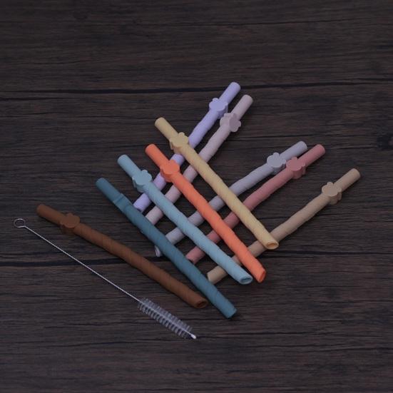 10Pcs Colorful Silicone Straws Reusable Easy To Clean BPA-free Food Grade Dishwasher Safe Straight Straws
