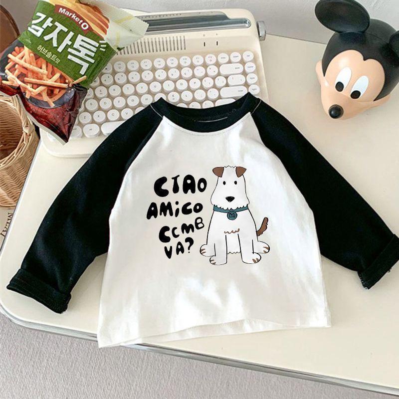 Spring Autumn Cotton Kids Long Sleeve T Shirt Cartoon Patchwork Base Layer Top For Boys Girls Toddler Baby